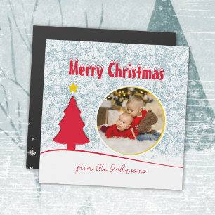 Modern Red Christmas Tree Photo Keepsake