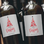 Modern Red Christmas Tree Wine Label<br><div class="desc">Modern red tree,  stars,  Merry Christmas and your names in chic lettering on a barely grey background,  personalise these wine bottle labels to serve at your holiday party or to give as gifts or party favours for business gifts,  corporate gifts. CHANGE the background colour to anything.</div>