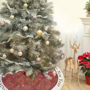 Modern Red Christmas Trees Personalised Brushed Polyester Tree Skirt