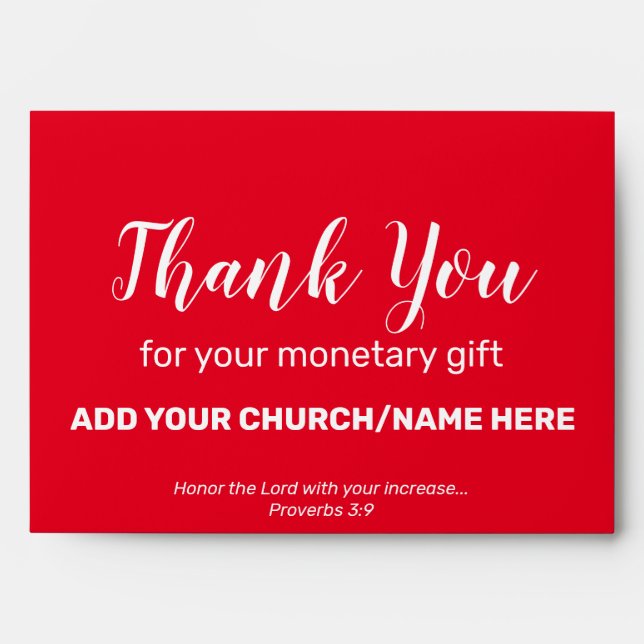 Modern Red Church Offerings Charity Donations Cash Envelope (Front)