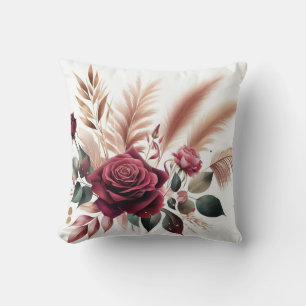 Modern red colour rose flower with pampas grass cushion