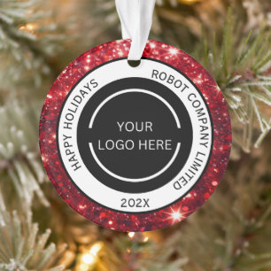 Modern Red Company Logo and Name Ornament