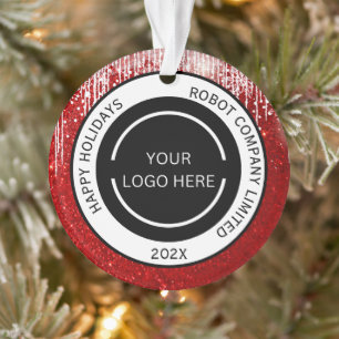 Modern Red Company Logo and Name  Ornament