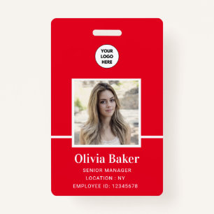 Modern Red Company Name Title Employee Photo ID ID Badge