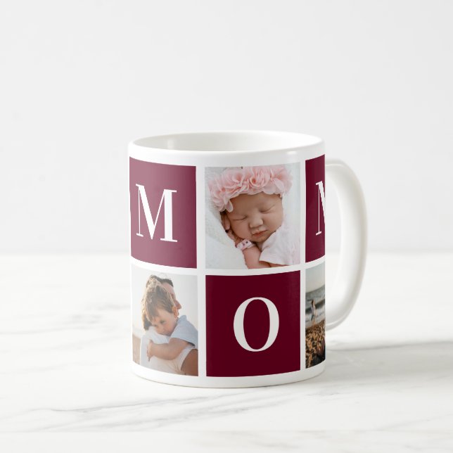 Modern Red Custom Photo I Love Mum Mug (Front Right)