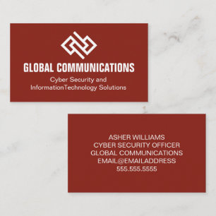 Modern Red Cyber Security Technology Company Business Card