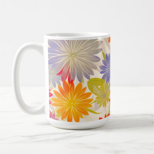 Modern Red Daisy BOHO design Coffee Mug (Left)