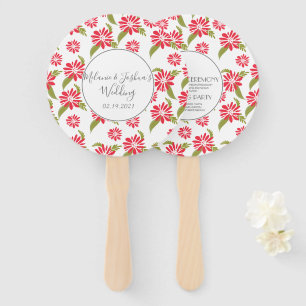 Modern Red Daisy Silo Garden Floral Wedding Round Hand Fan
