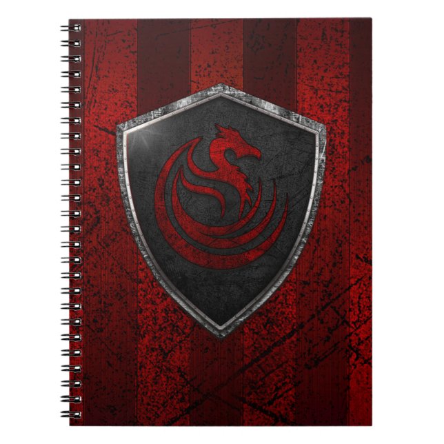Modern Red Dragon Emblem Coat Of Arms Notebook (Front)