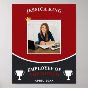 Modern Red Employee Of The Month Picture Poster