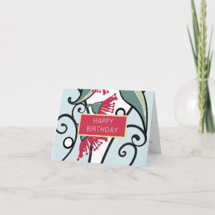 Modern Red Eucalyptus Floral Design Gift Card
