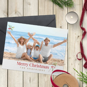 Modern Red Family Photo Christmas Card