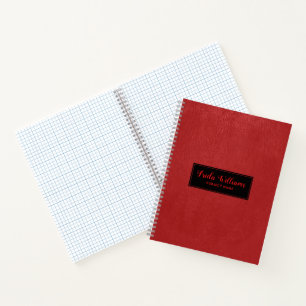 Modern Red Faux Leather Notebook