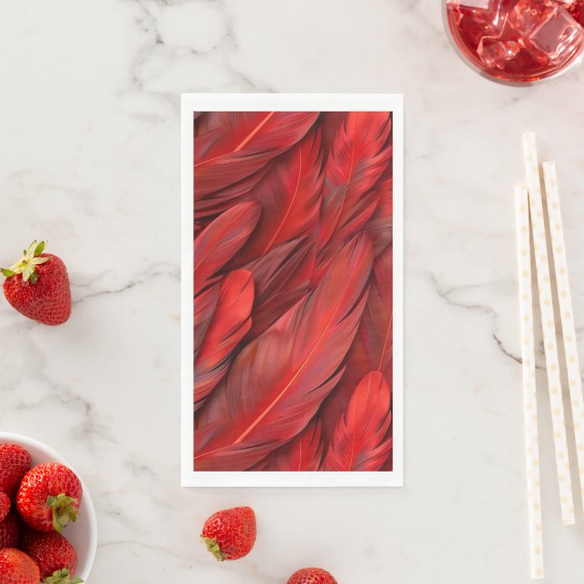 Modern red feathers napkin (Insitu)