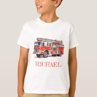 Modern Red Fire Truck Personalised Name