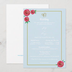 Modern Red Floral Invitation (Sikh Ek Onkar)