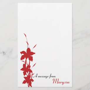 Modern Red Floral Note Pad Stationery