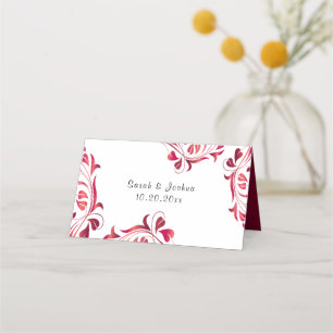 Modern Red Floral Vine Design Place Card