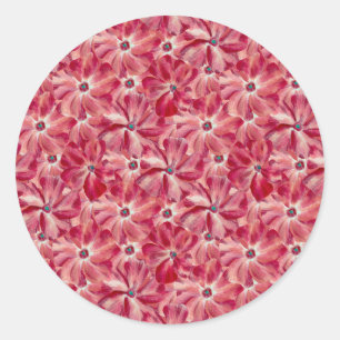 Modern Red Flowers Watercolor Floral Pattern Classic Round Sticker