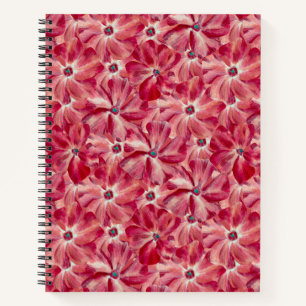 Modern Red Flowers Watercolor Floral Pattern Notebook