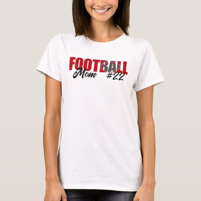 Modern Red Football Mum T-Shirt (Front)
