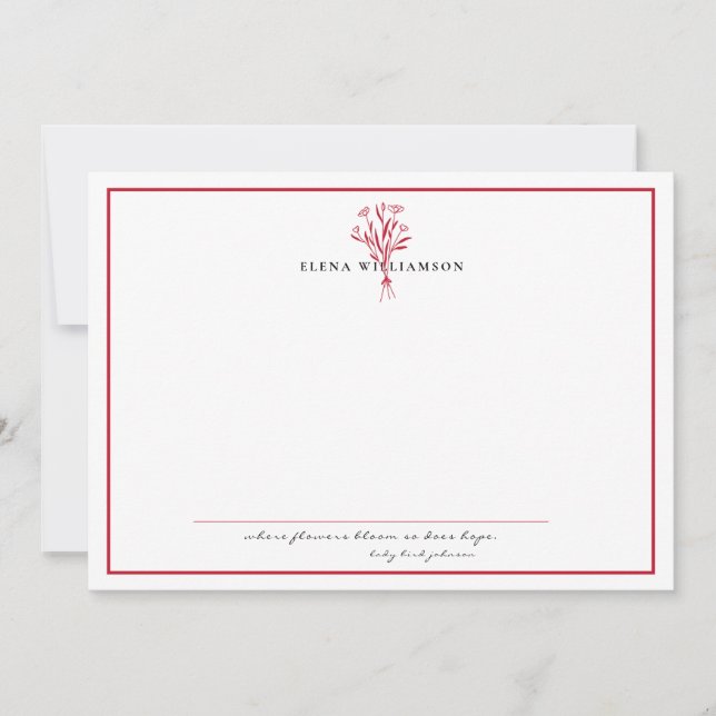 Modern Red Frame - Flowers & Hope Personalised Card (Front)