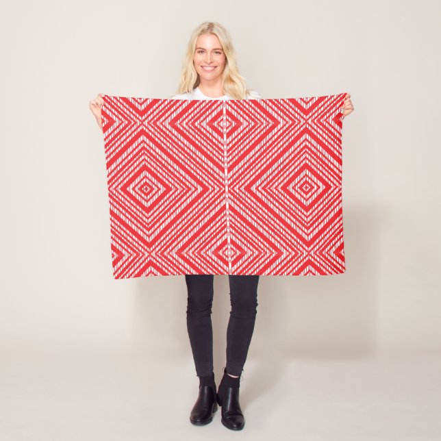 Modern Red Geometric Fleece Blanket (In Situ)