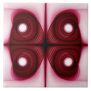 Modern red geometric structure tile