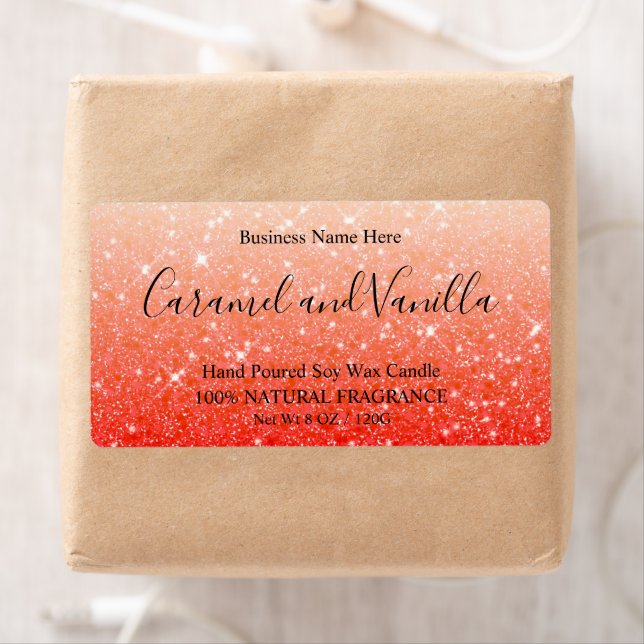 Modern Red Glitter Candles Label (Insitu)