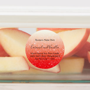 Modern Red Glitter Candles Labels