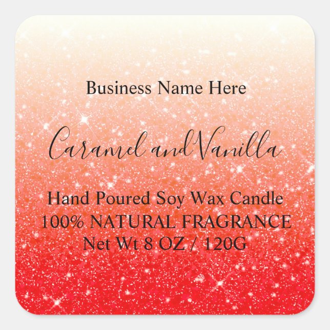 Modern Red Glitter Label (Front)