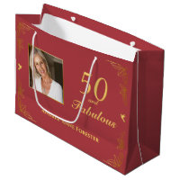 Modern Red Gold 50 Fabulous Birthday Photo