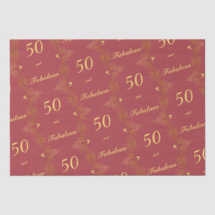 Modern Red Gold 50 Fabulous Birthday Tissue Paper