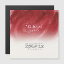 Modern Red & Gold Abstract Magnetic Christmas Invi