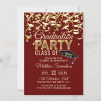 Modern Red Gold Glitter GRADUATION Party
