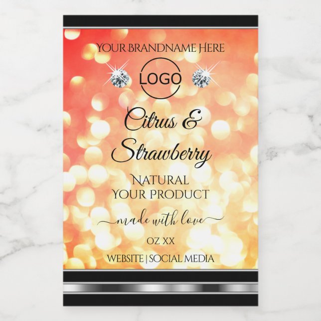 Modern Red Gold Glitter Product Labels Jewels Logo (Single Label)