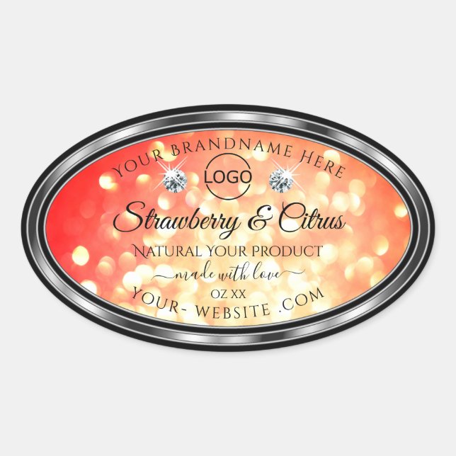 Modern Red Gold Glitter Product Labels Jewels Logo (Front)