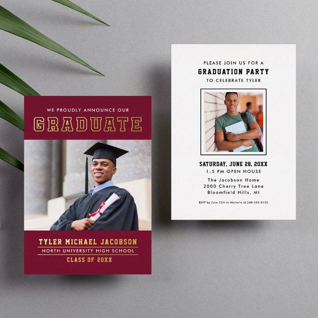 Modern Red Gold Graduate Photo Graduation Party (Creator Uploaded)