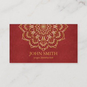 Modern Red & Gold Mandala Yoga Instructor Business Card