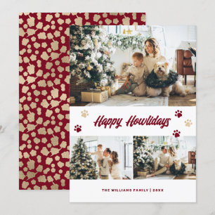 Modern Red Gold Photo Happy Howlidays Card