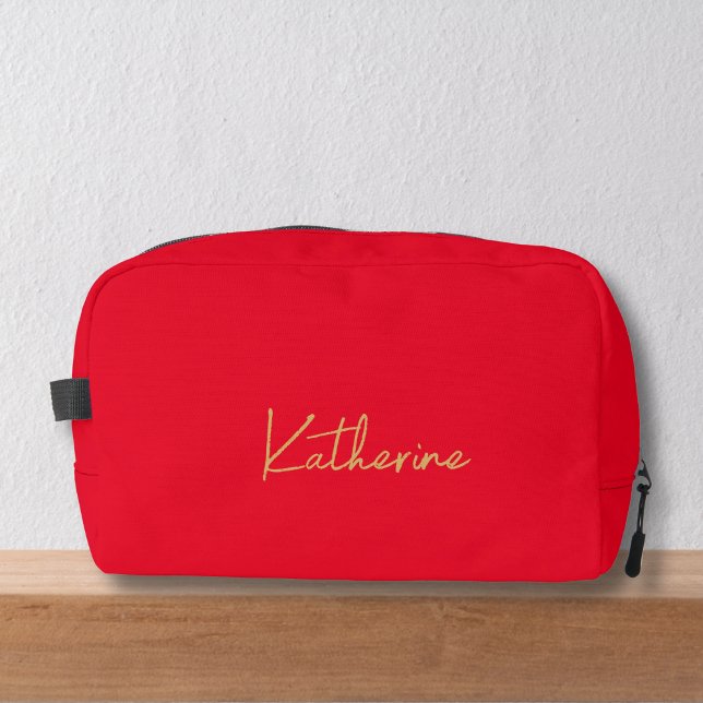 Modern Red & Gold Script Name Dopp Kit (Creator Uploaded)