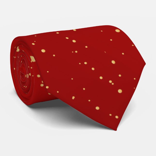 Modern Red Gold Speckle Neck Tie Bold Style  (Rolled)