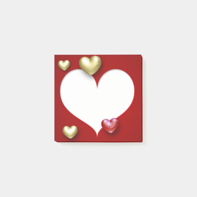 Modern Red Gold Valentine Hearts Post-it Notes (Front)