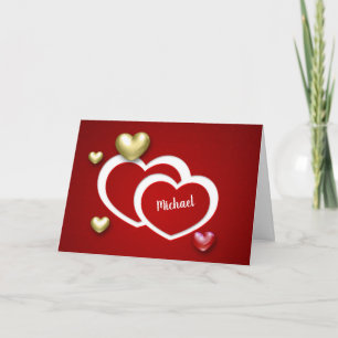 Modern Red Gold Valentine's Day Hearts Holiday Card