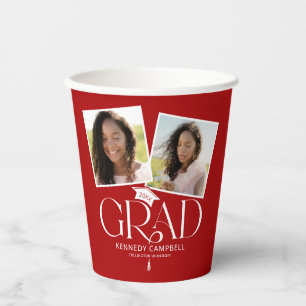 Modern Red Graduation Cap & Tassel Paper Cups
