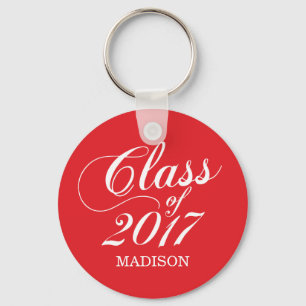 Modern Red Graduation Key Ring