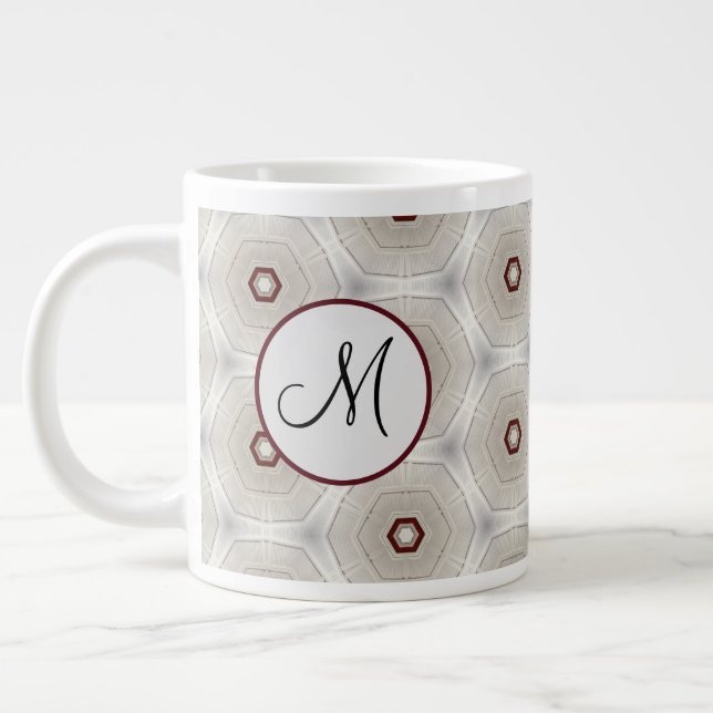 Modern Red Gray Circles Large Coffee Mug (Left)