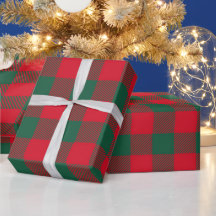 Modern Red Green Buffalo Plaid Christmas Pattern