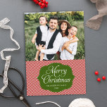 Modern Red Green Chevron Christmas Photo Card<br><div class="desc">A trendy and stylish chevron pattern is featured on this modern Christmas photo card. Shown in red,  green and white. Easily personalise! Custom colours available upon request. To resize and position your photo,  click on the "CUSTOMIZE IT" button.</div>