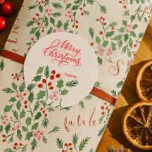 Modern Red & Green Christmas Floral Pattern 